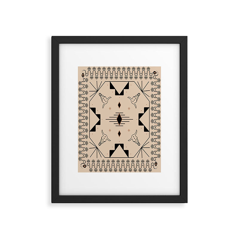 Lost Desert Tile - Black & Camel Framed Art Print Gallery Image 4
