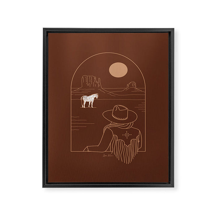 Lost Pony in Burnt Clay Framed Canvas Print Gallery Image 1