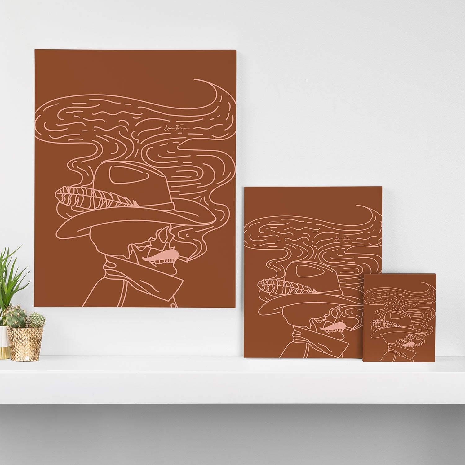 Love or Die Tryinâ - Cowhand - Rust & Peach Canvas Print Gallery Image 3