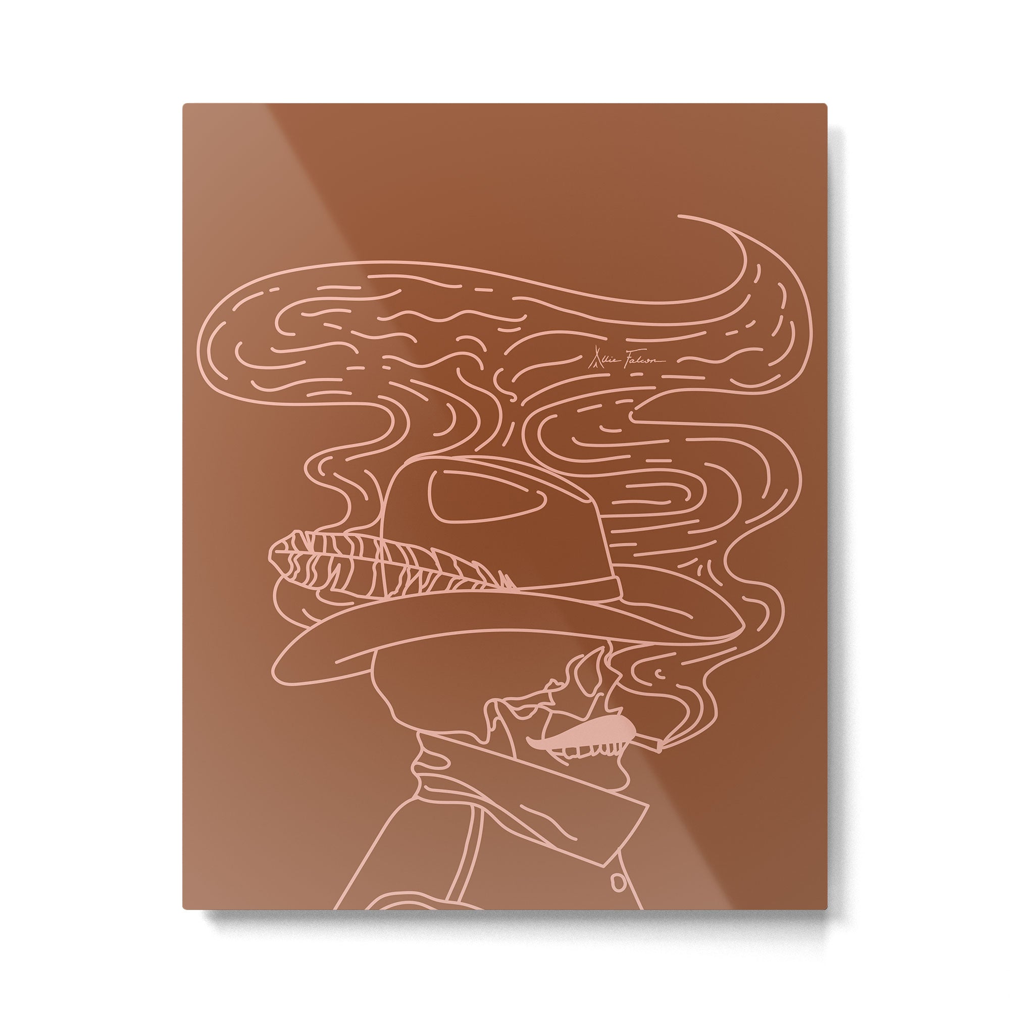 Love or Die Tryinâ - Cowhand - Rust & Peach Metal Print Gallery Image 6