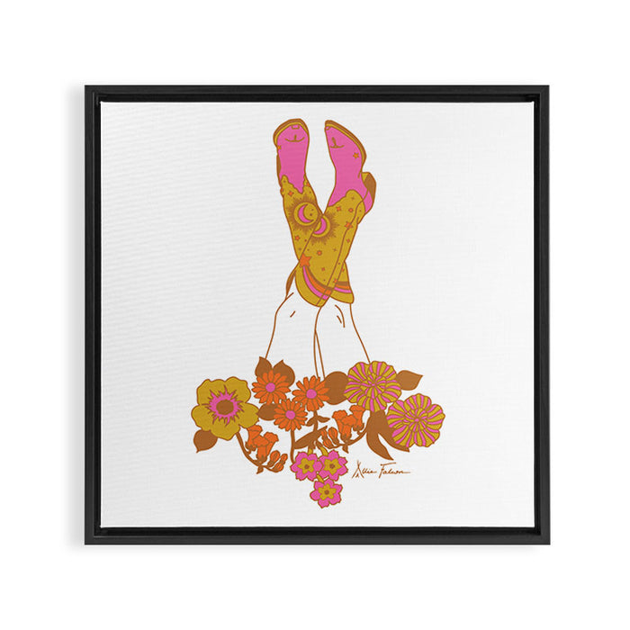 Love Stoned Cowboy Boots Framed Canvas Print Gallery Image 1