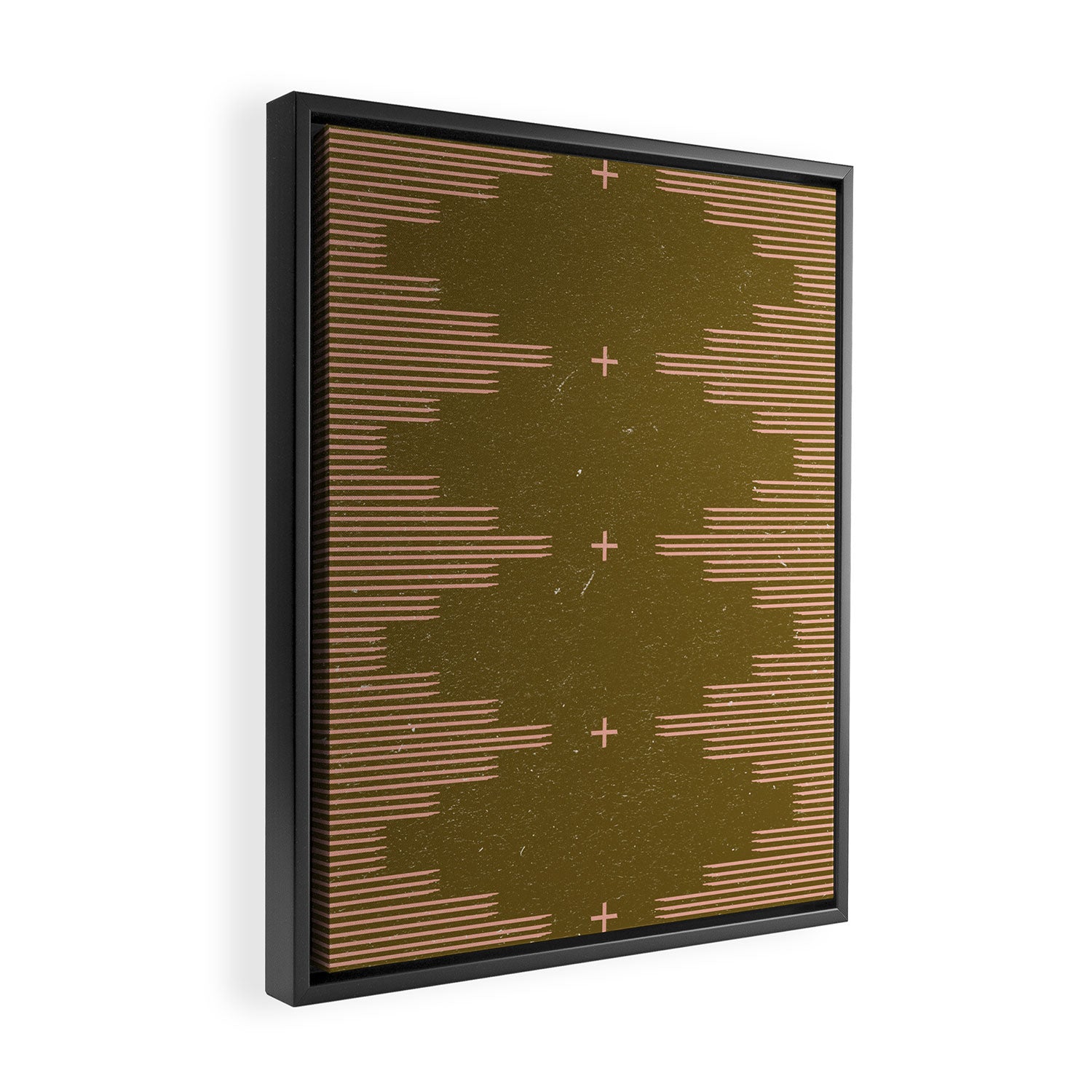 Southwestern Minimalist Retro Green & Pink Framed Canvas Print Gallery Image 2