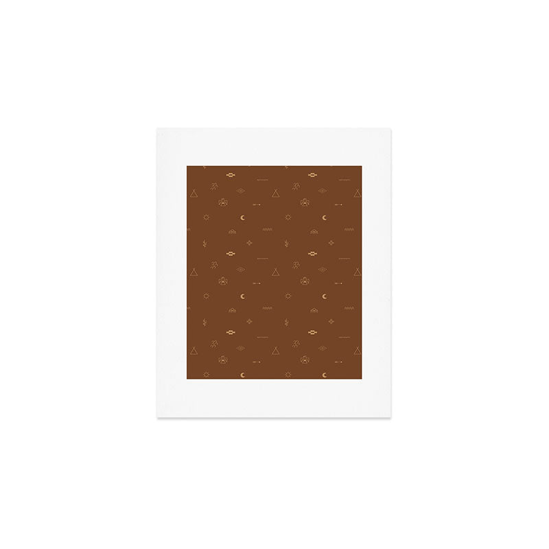 Southwestern Symbolic Pattern in Rust & Tan Art Print Gallery Image 1