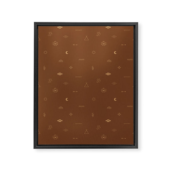 Southwestern Symbolic Pattern in Rust & Tan Framed Canvas Print Gallery Image 1