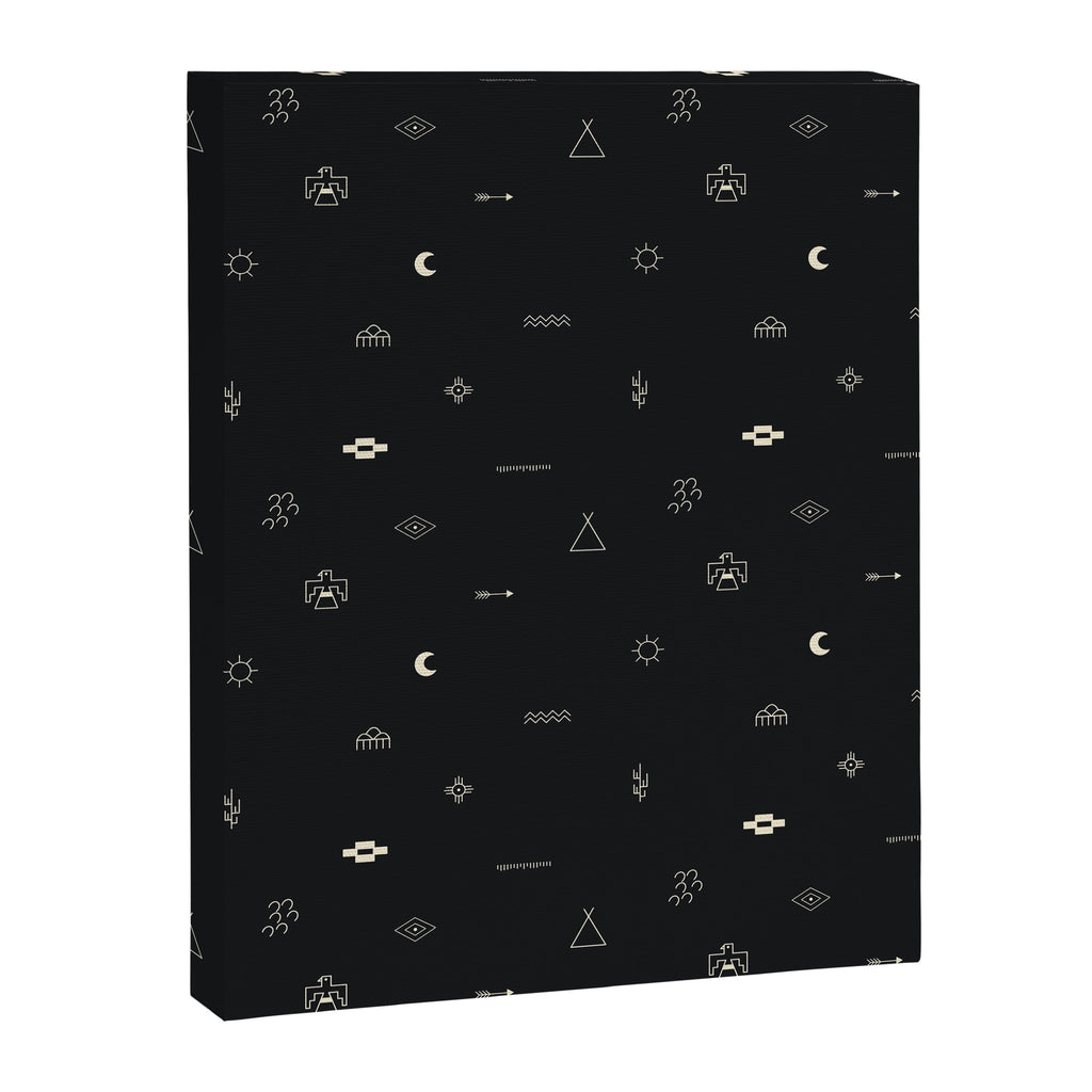 Southwestern Symbolic Pattern in Black & Cream Canvas Print Gallery Image 6