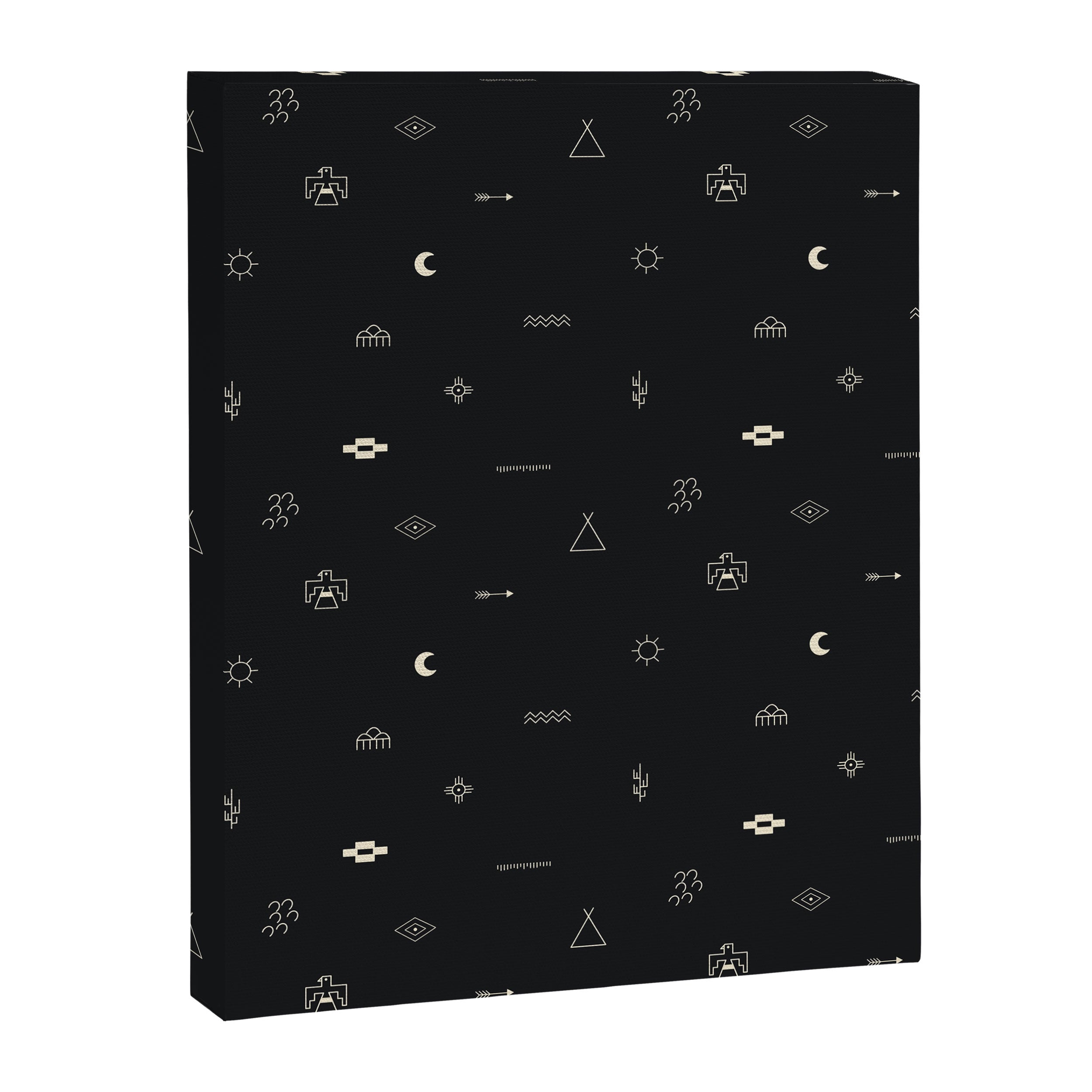 Southwestern Symbolic Pattern in Black & Cream Canvas Print Gallery Image 6