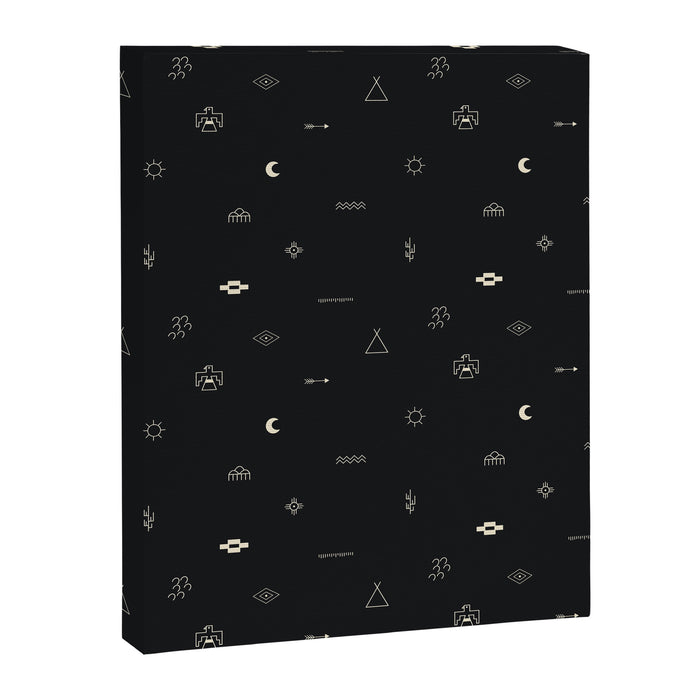 Southwestern Symbolic Pattern in Black & Cream Canvas Print Gallery Image 1