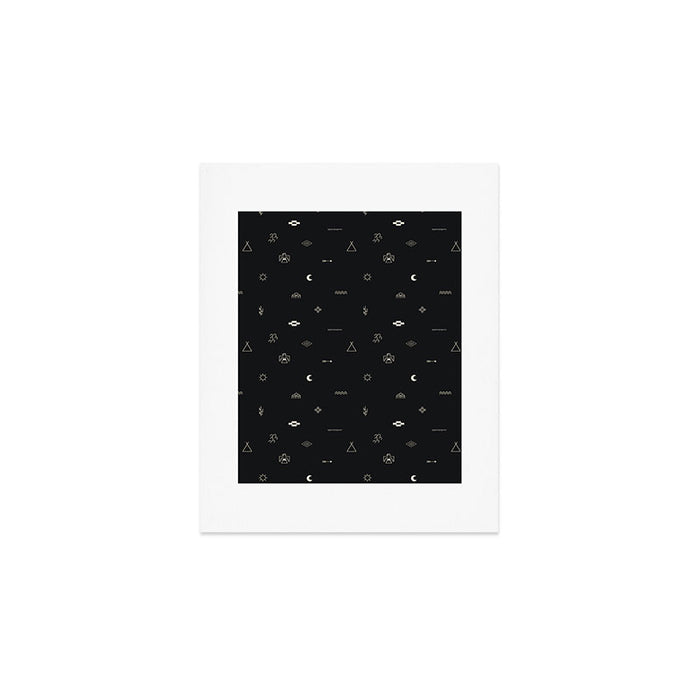 Southwestern Symbolic Pattern in Black & Cream Art Print Gallery Image 1