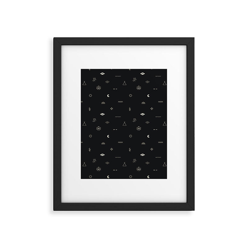 Southwestern Symbolic Pattern in Black & Cream Framed Art Print Gallery Image 5