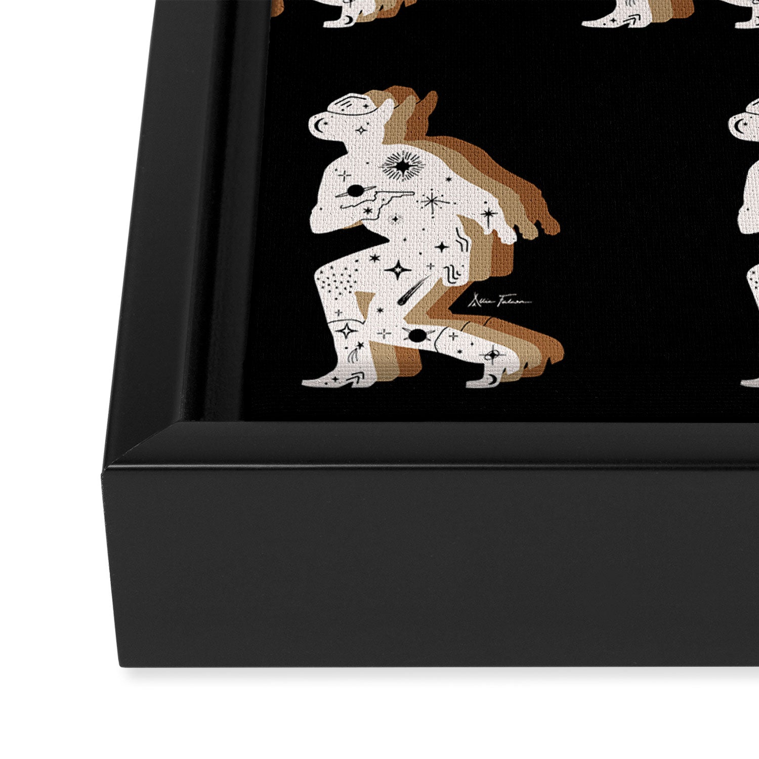 Space Cowboy - Black, white & camel Framed Canvas Print Gallery Image 3