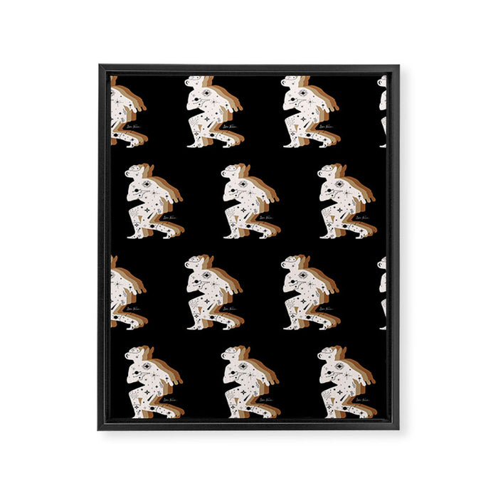 Space Cowboy - Black, white & camel Framed Canvas Print Gallery Image 1