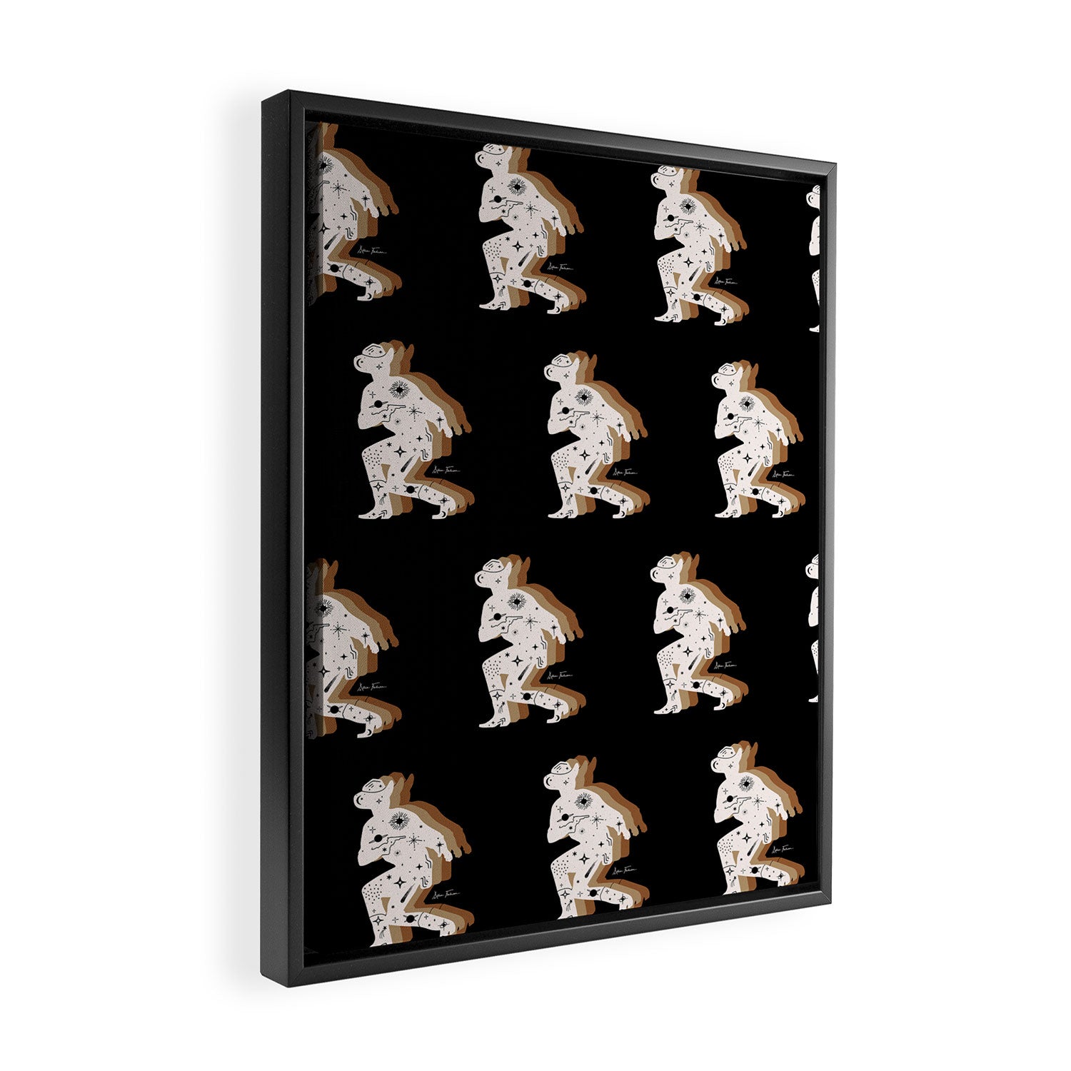 Space Cowboy - Black, white & camel Framed Canvas Print Gallery Image 2