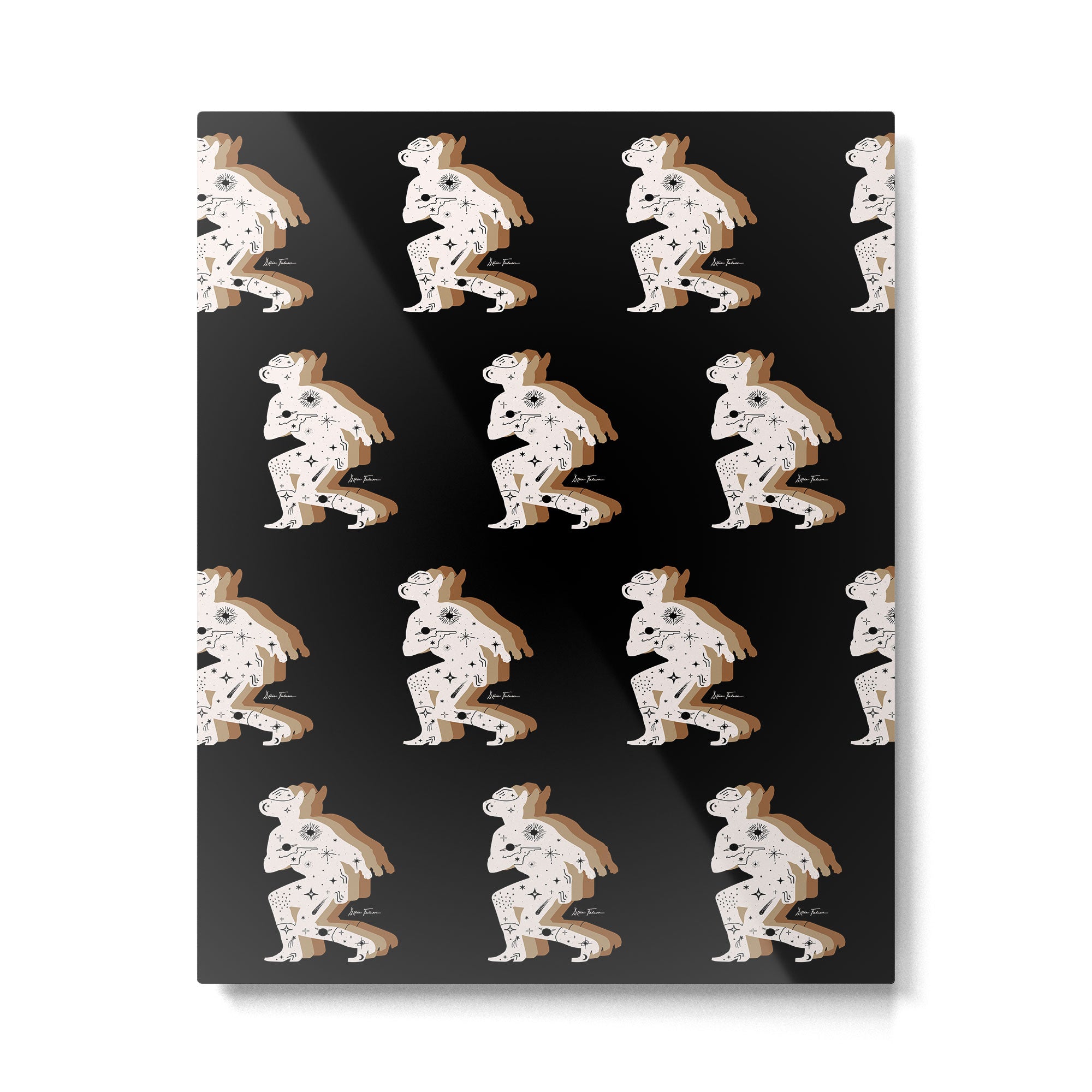 Space Cowboy - Black, white & camel Metal Print Gallery Image 4