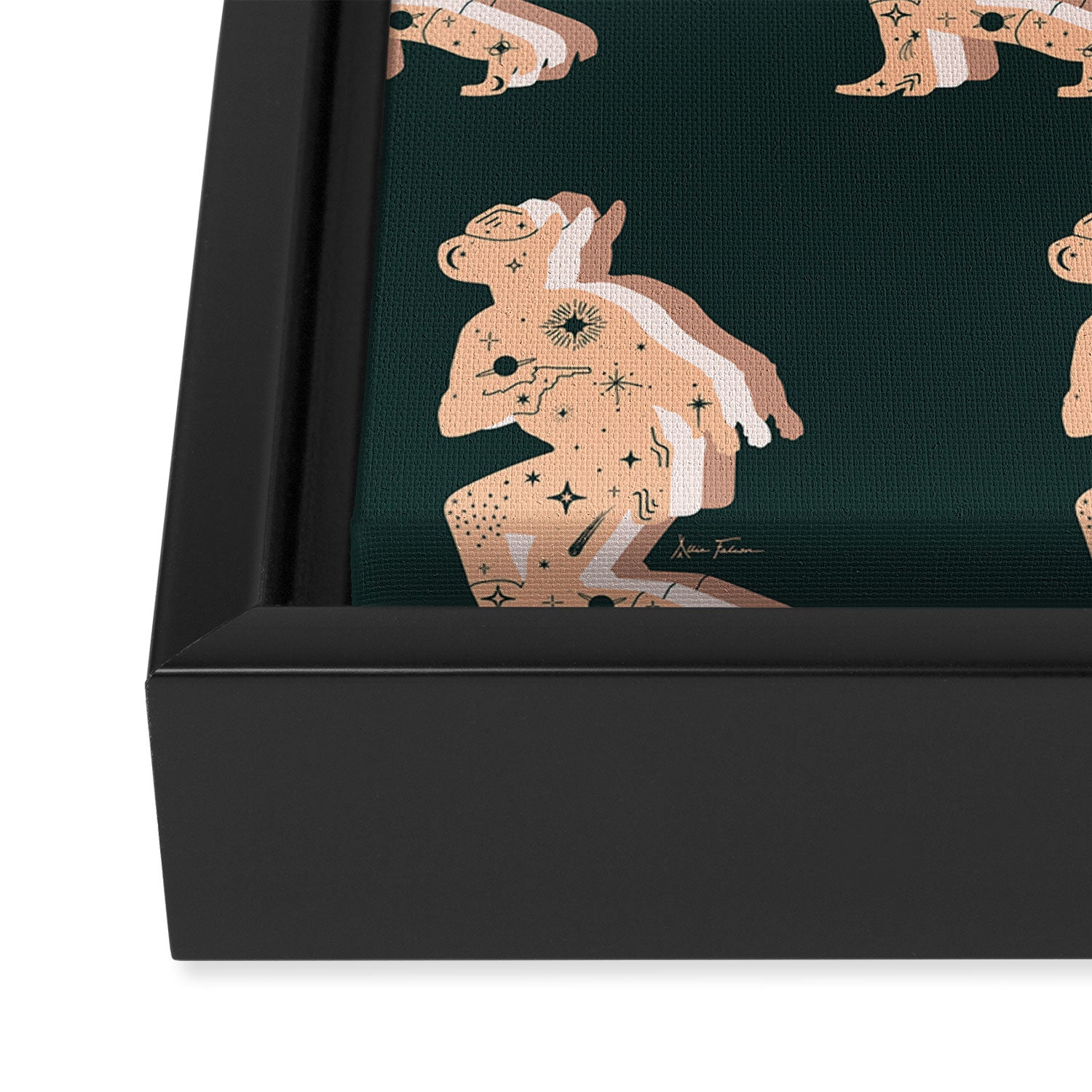 Space Cowboy - Emerald & Peach Framed Canvas Print Gallery Image 3