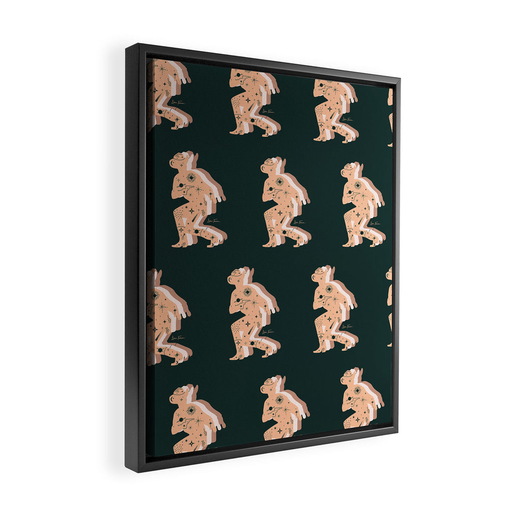 Space Cowboy - Emerald & Peach Framed Canvas Print Gallery Image 2