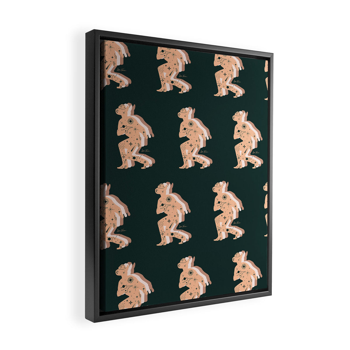 Space Cowboy - Emerald & Peach Framed Canvas Print Gallery Image 2
