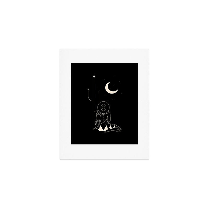 Talking to the Moon - Black and White Art Print Gallery Image 1