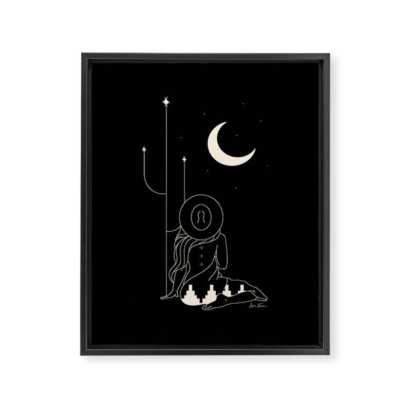 Talking to the Moon - Black and White Framed Canvas Print Gallery Image 8