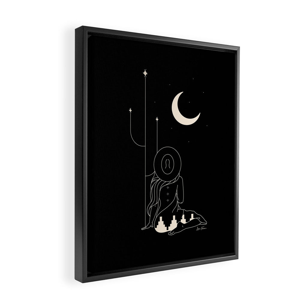 Talking to the Moon - Black and White Framed Canvas Print Gallery Image 2