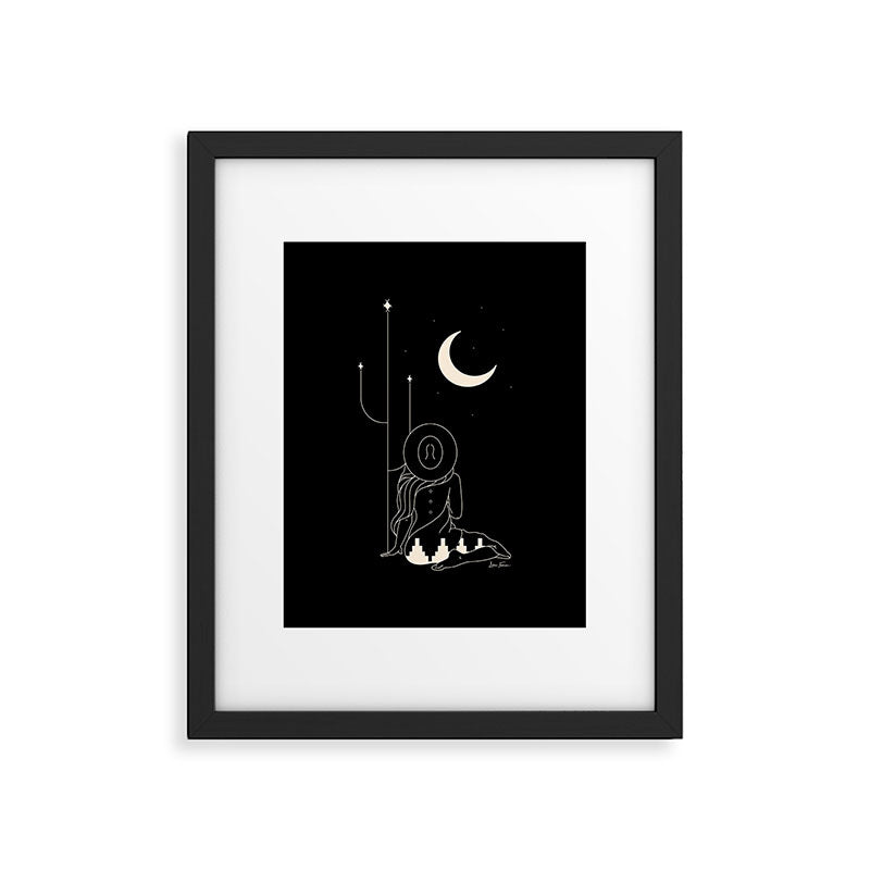 Talking to the Moon - Black and White Framed Art Print Gallery Image 6