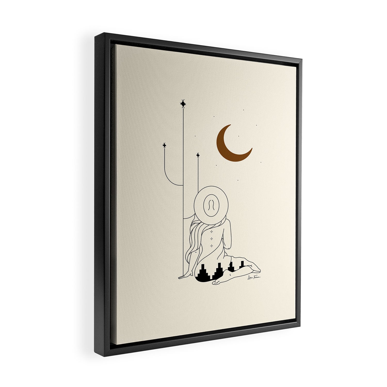 Talking to the Moon - Rustic Framed Canvas Print Gallery Image 2