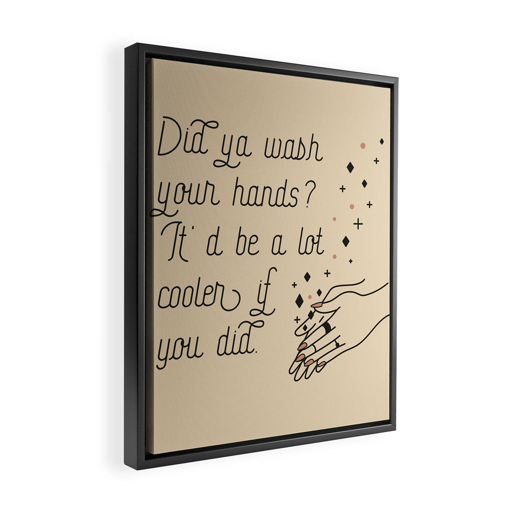Wash Your Hands in Black & Mauve Framed Canvas Print Gallery Image 2