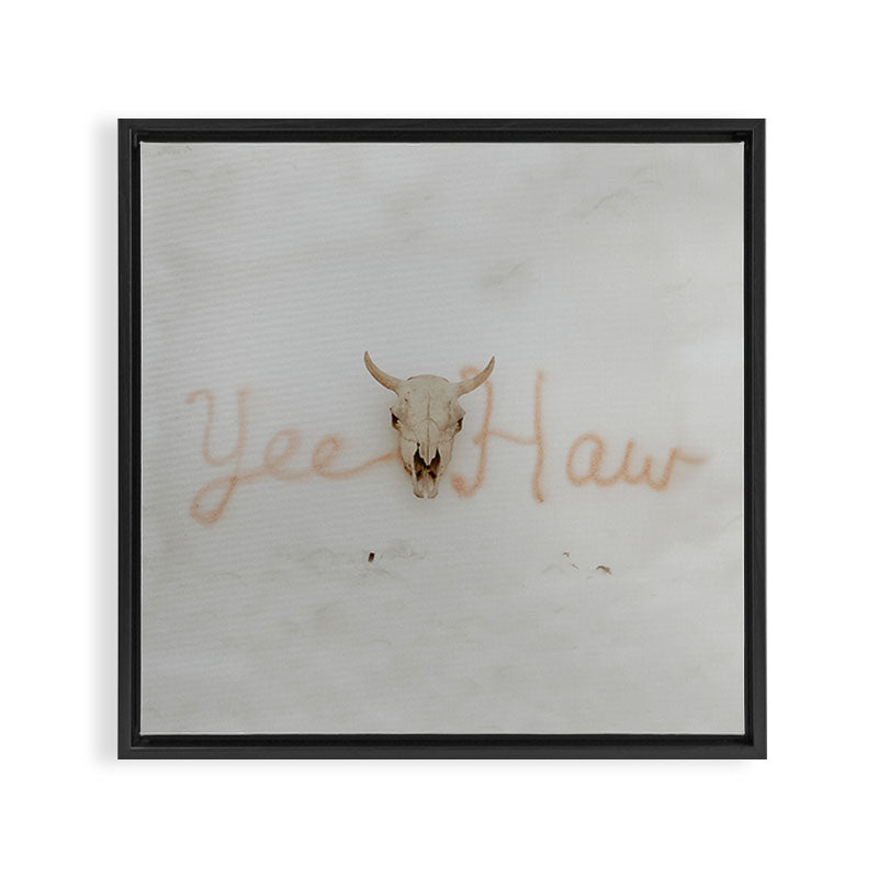 Yee Haw Cow Skull Framed Canvas Print Gallery Image 3
