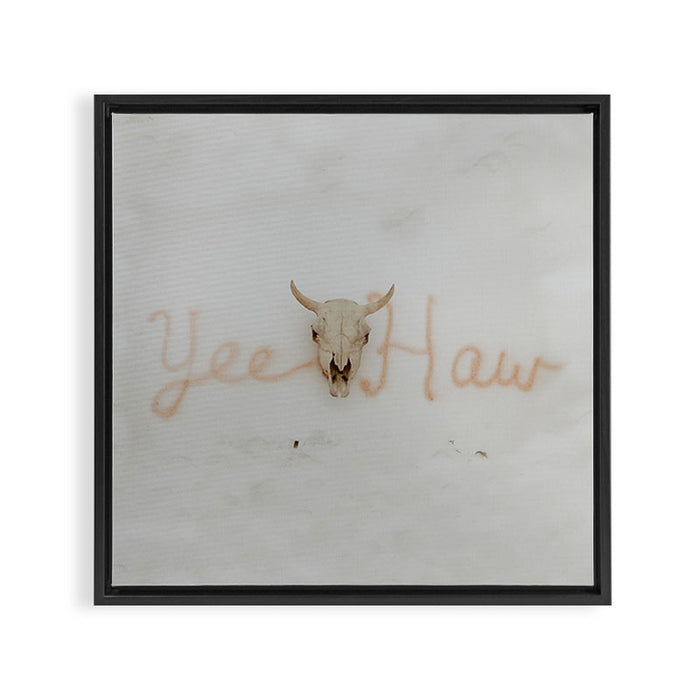 Yee Haw Cow Skull Framed Canvas Print Gallery Image 1
