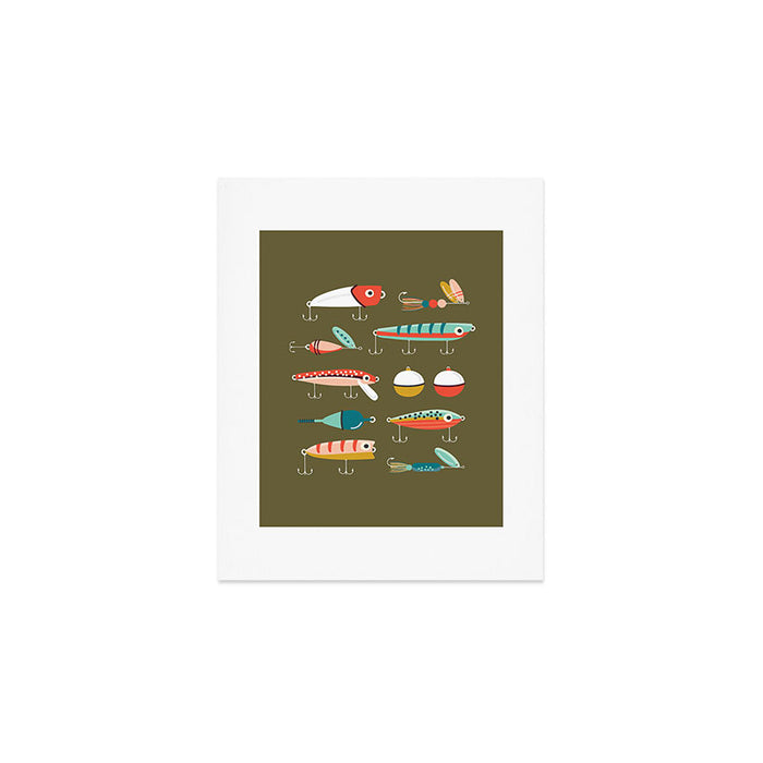 Fishing Lures Green Art Print Gallery Image 1