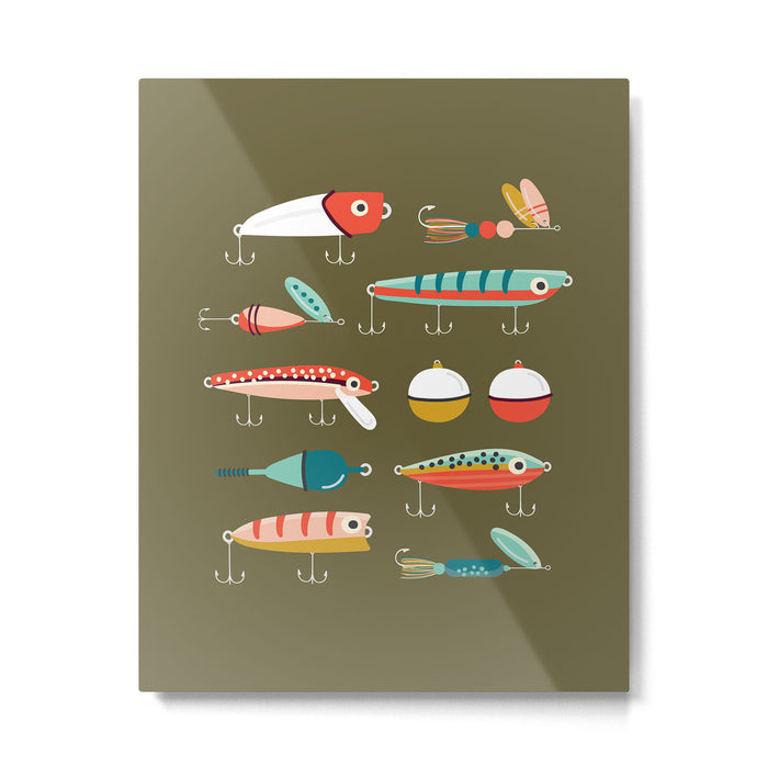 Fishing Lures Green Metal Print Gallery Image 1