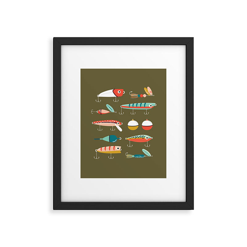 Fishing Lures Green Framed Art Print Gallery Image 6