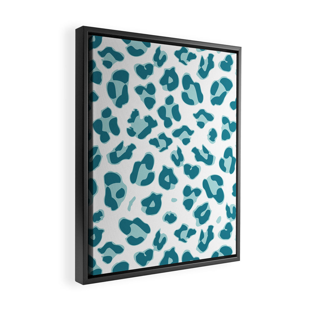 Blue Cheetah Print Framed Canvas Print Gallery Image 2