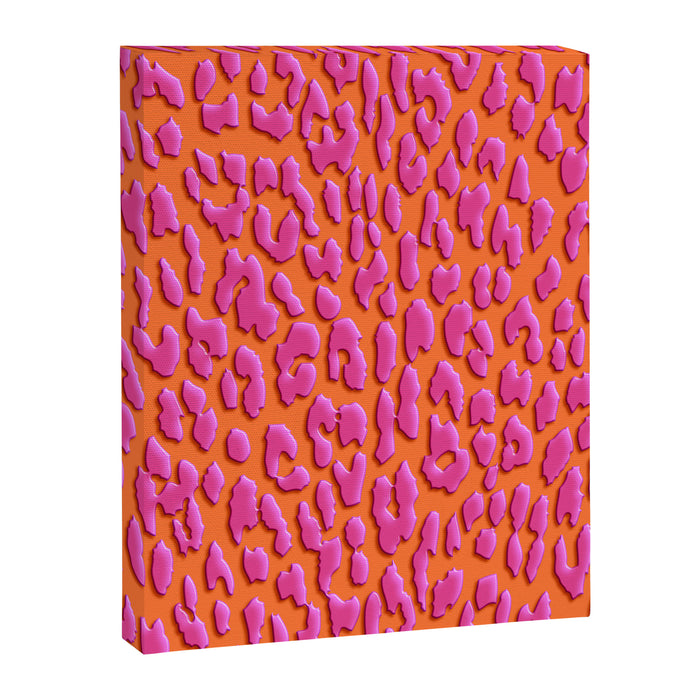 Bright Orange & Pink Leopard Print Canvas Print Gallery Image 1