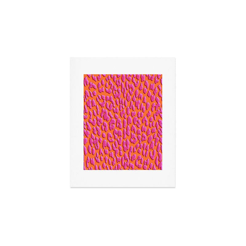 Bright Orange & Pink Leopard Print Art Print Gallery Image 1