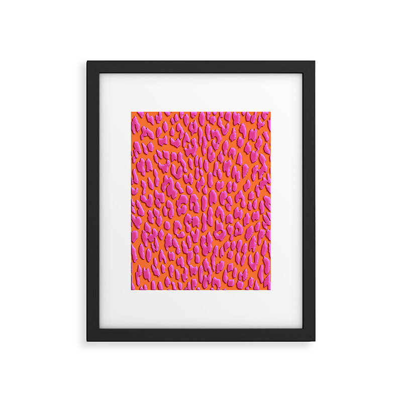 Bright Orange & Pink Leopard Print Framed Art Print Gallery Image 5