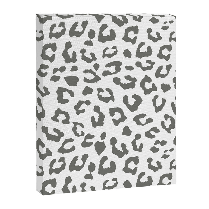 Safari Leopard Print - Grey & White Canvas Print Gallery Image 1