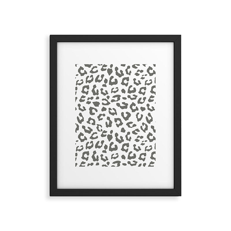 Safari Leopard Print - Grey & White Framed Art Print Gallery Image 6