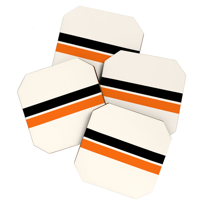 2 Stripes Black Orange Coaster Gallery Image 1