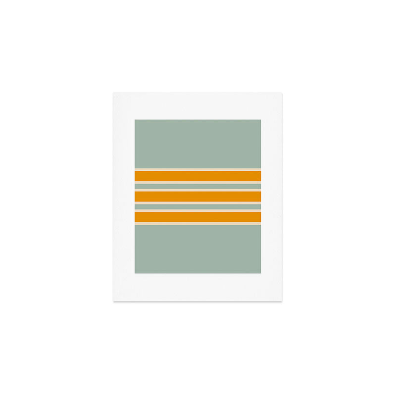 70s Style Mint Orange White Retro Stripes Pomona Art Print Gallery Image 1