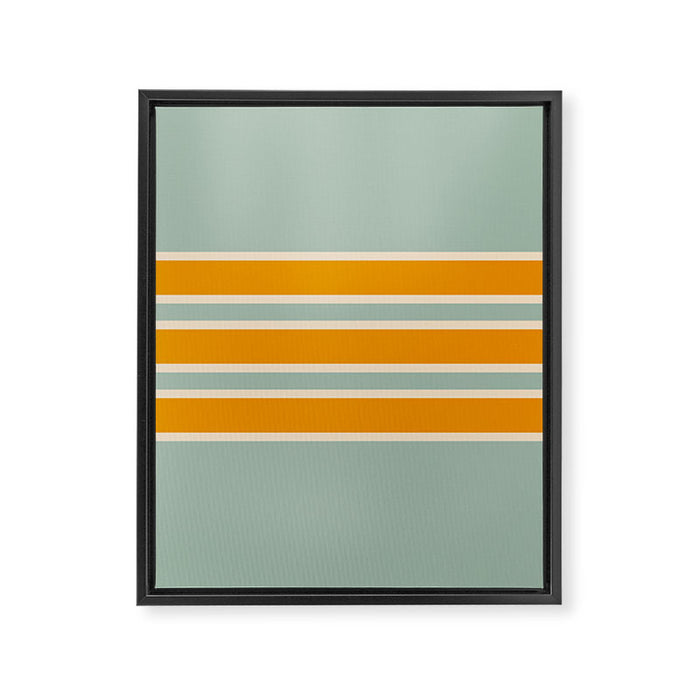 70s Style Mint Orange White Retro Stripes Pomona Framed Canvas Print Gallery Image 1