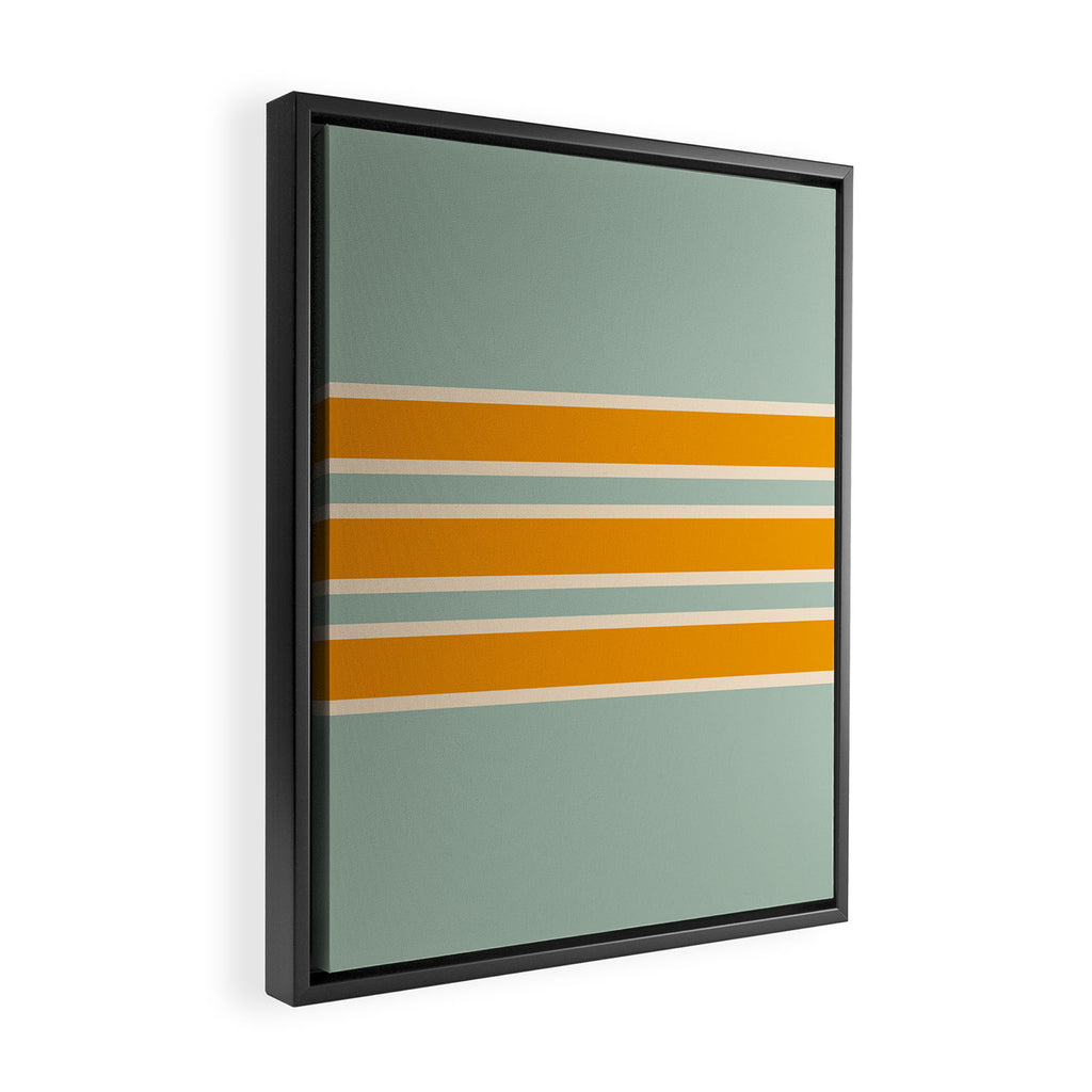 70s Style Mint Orange White Retro Stripes Pomona Framed Canvas Print Gallery Image 2