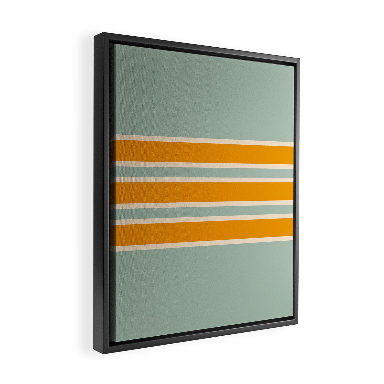 70s Style Mint Orange White Retro Stripes Pomona Framed Canvas Print Gallery Image 2