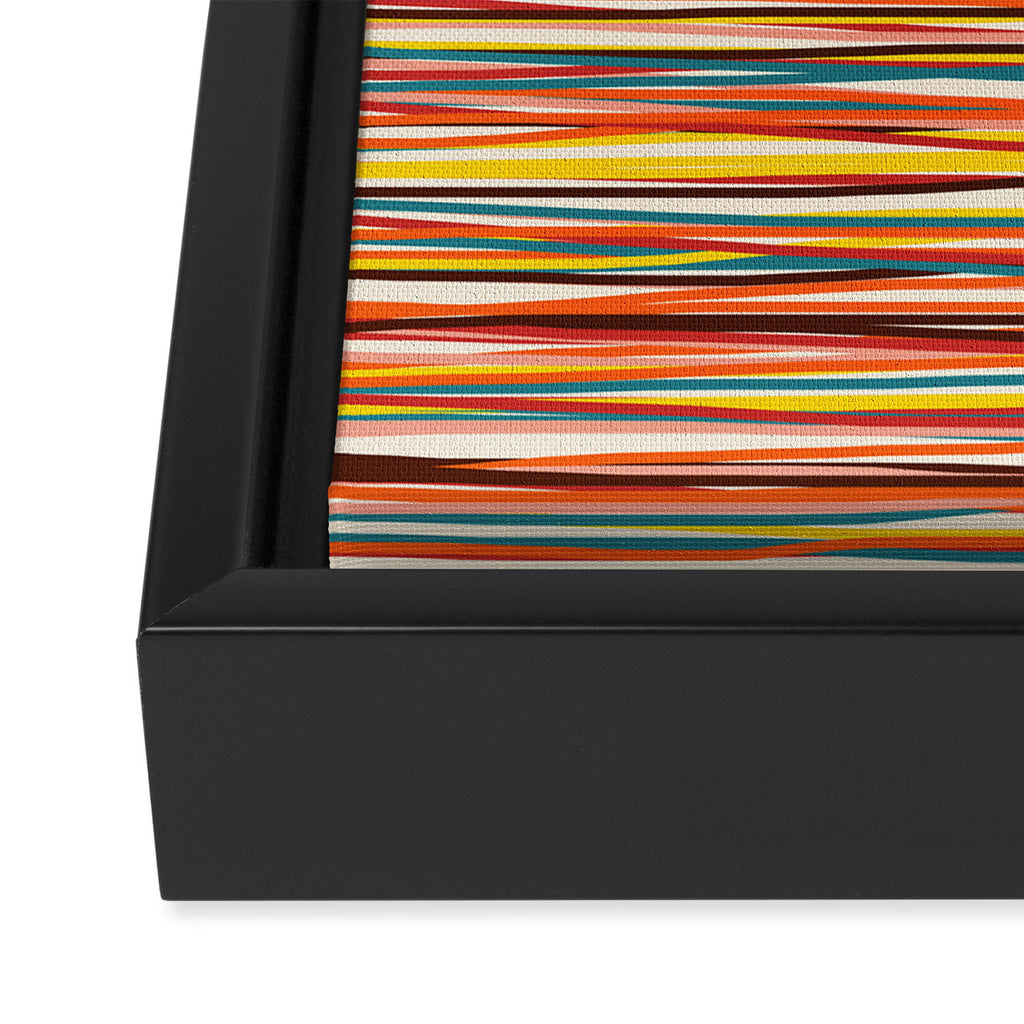 Bright Colorful Lines - Classic Abstract Minimal Retro Summer Style Stripes Framed Canvas Print Gallery Image 3