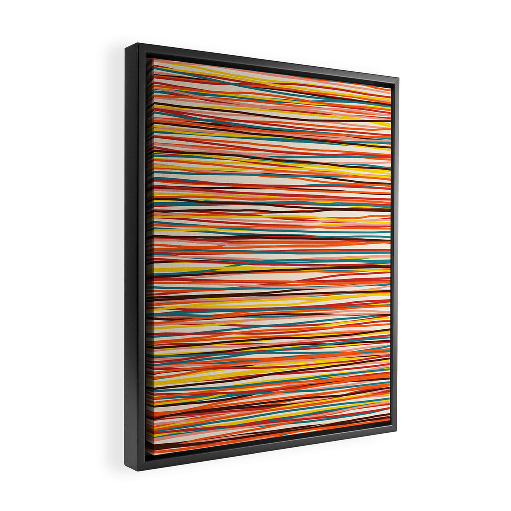 Bright Colorful Lines - Classic Abstract Minimal Retro Summer Style Stripes Framed Canvas Print Gallery Image 2