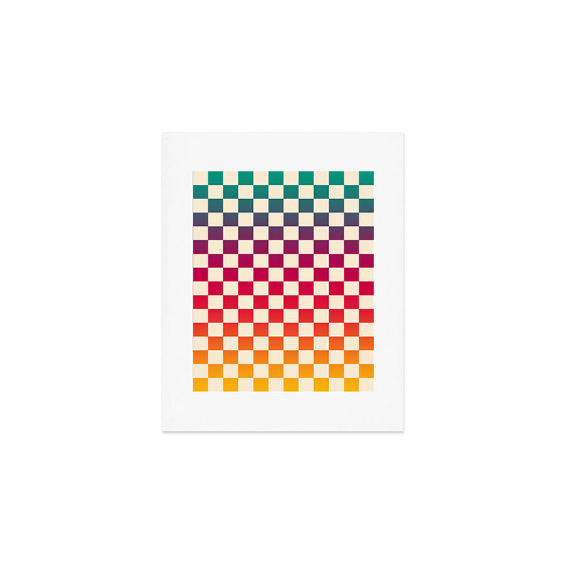 Checkerboard Checkered Checked Check Chessboard Pattern in Colorful Colors Art Print Gallery Image 1