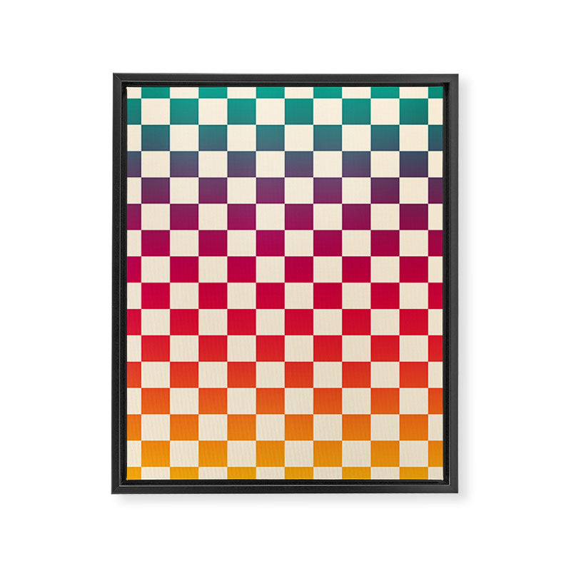 Checkerboard Checkered Checked Check Chessboard Pattern in Colorful Colors Framed Canvas Print Gallery Image 8