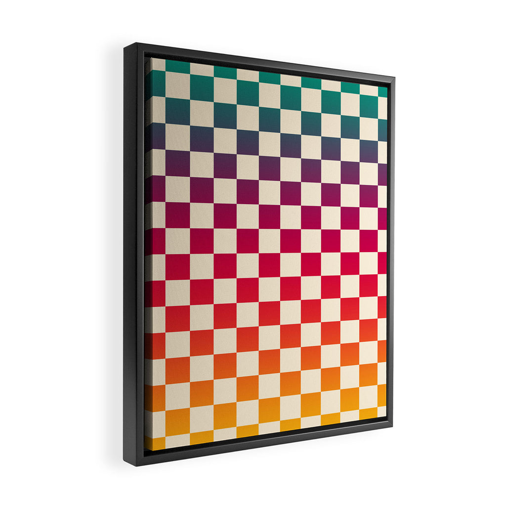 Checkerboard Checkered Checked Check Chessboard Pattern in Colorful Colors Framed Canvas Print Gallery Image 2