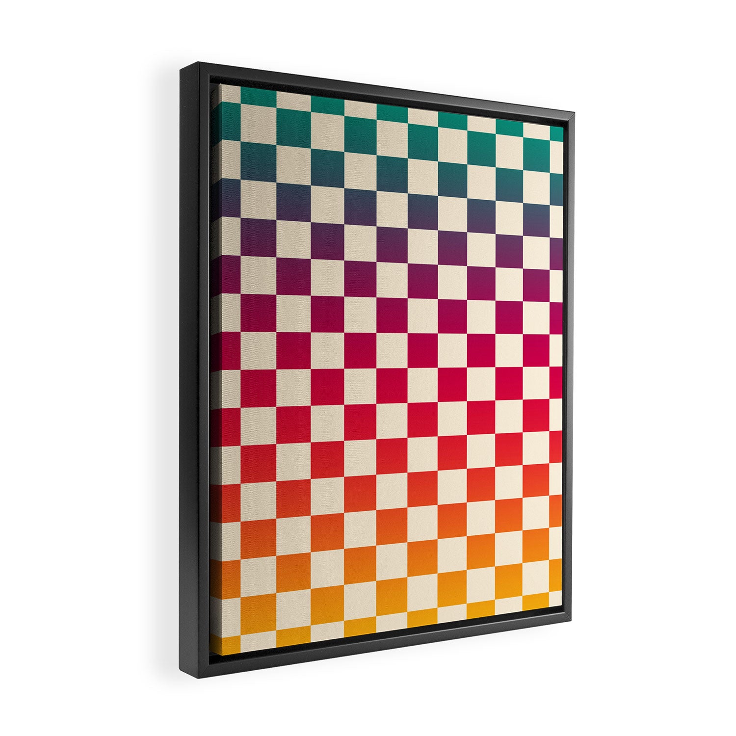 Checkerboard Checkered Checked Check Chessboard Pattern in Colorful Colors Framed Canvas Print Gallery Image 2