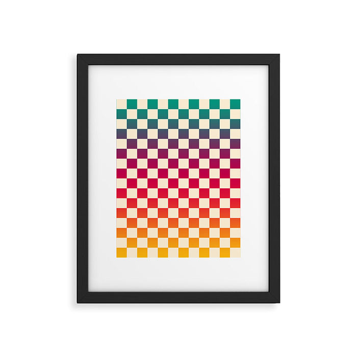 Checkerboard Checkered Checked Check Chessboard Pattern in Colorful Colors Framed Art Print Gallery Image 1