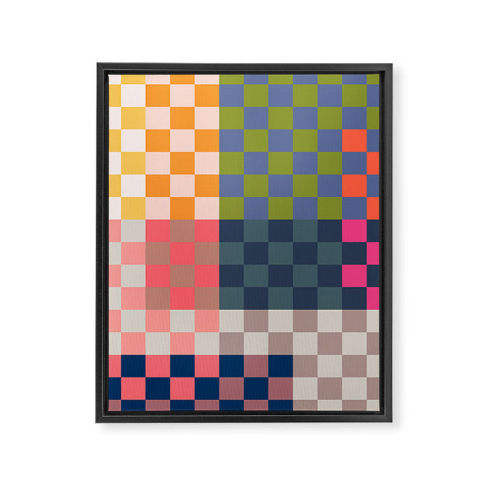 Checkerboard Checkered Checked Check Chessboard Pattern in Polychrome Multicolor Colors Framed Canvas Print Gallery Image 1